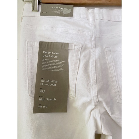 NWT EVERLANE White Stretch Mid Rise Skinny Jeans 29T​​​​​ - Picture 5 of 10